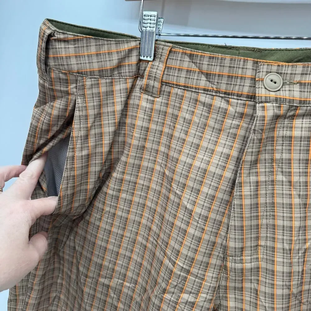 The North Face Shorts Mens 34 (35x9.5 ACTUAL) Brown Orange Plaid Gorpcore‎